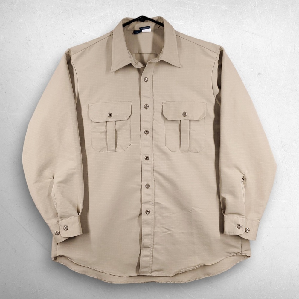 Propper EdgeTec Tactical Button Up Shirt Men L Khaki Gorpcore Military Utility